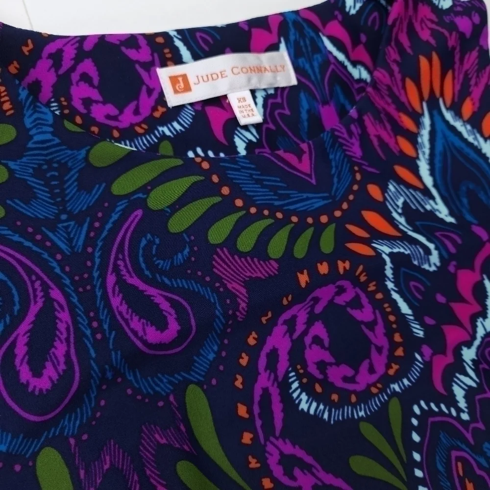 New Jude Connally Anthropologie Purple Blue Cold Shoulder Dress Sz Xs - Picture 6 of 13